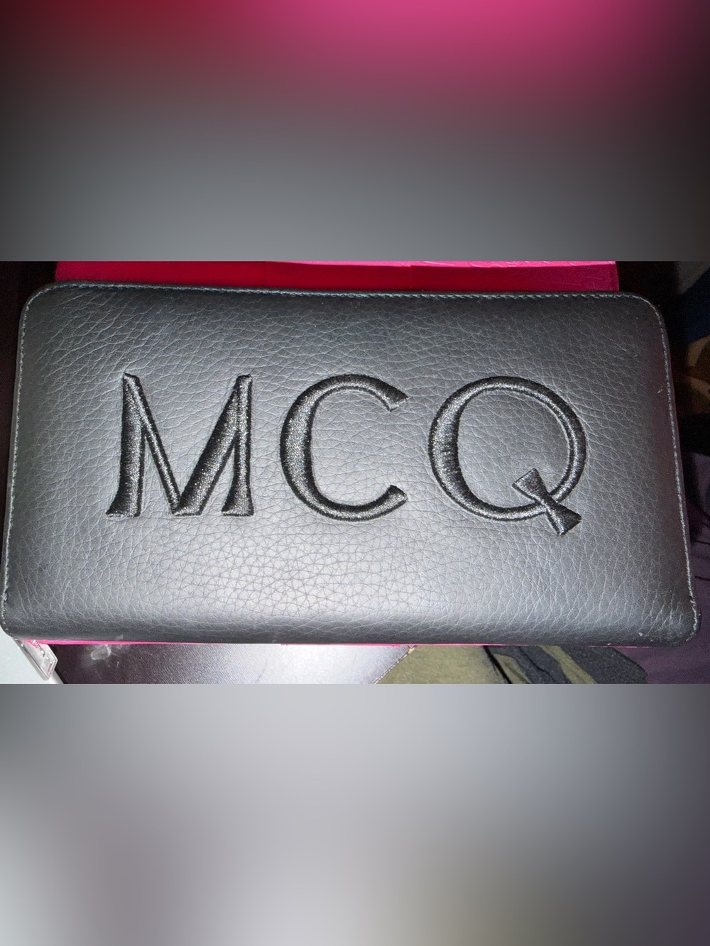 NWOT McQ by Alexander McQueen Black Embossed Leather Wallet